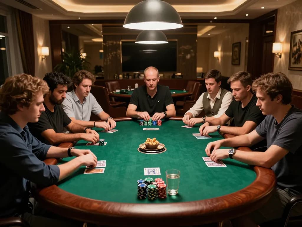 Players engaging in a strategic poker game with the gk888 stakes high at a luxurious home setting