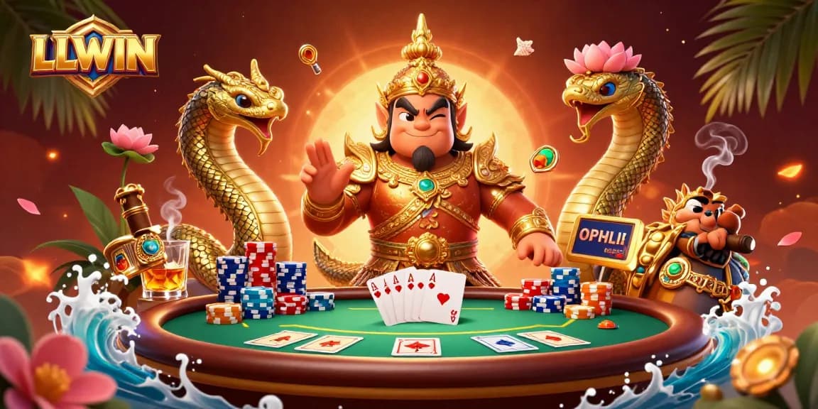 Experience thrilling poker action at LLWIN with energetic characters and vibrant casino elements