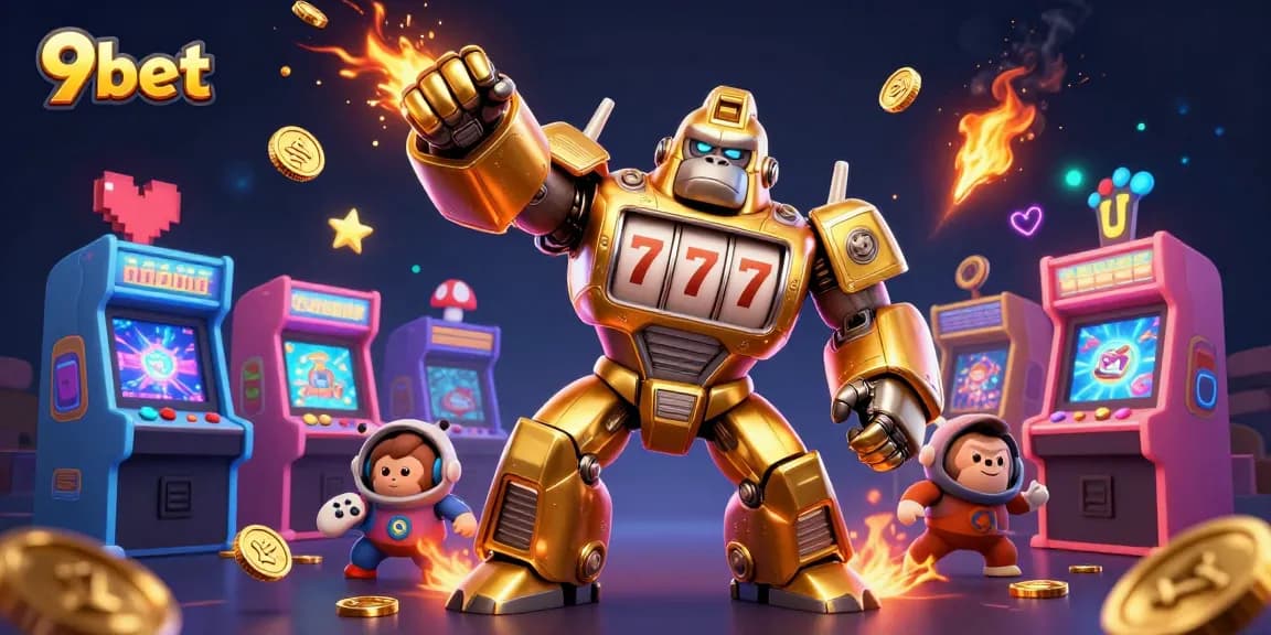 Experience thrilling excitement at 9bet with a spectacular transformer-style golden gorilla mech in action.