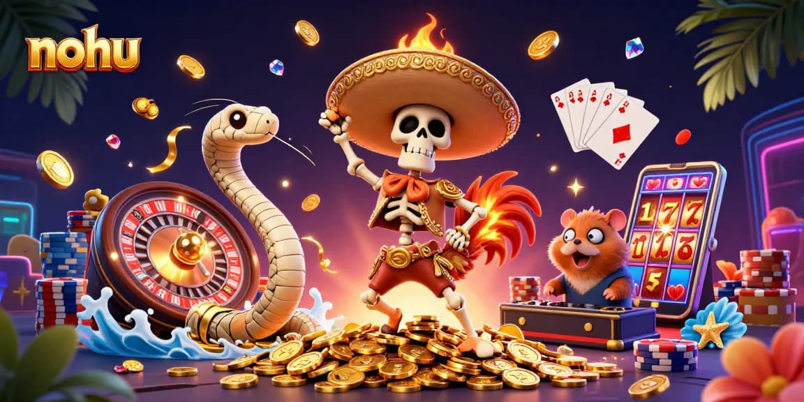 Experience the thrill of nohu casino games with vibrant characters and dynamic elements showcasing a lively gambling scene.