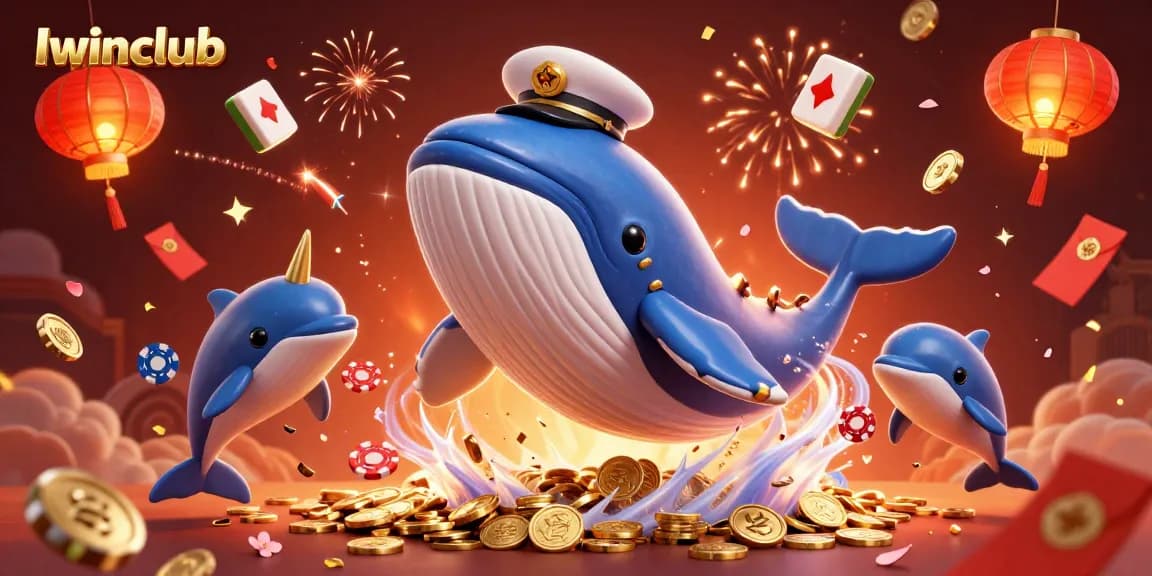 Iwinclub brings thrilling excitement to online gambling with a playful dynamic scene featuring a whale and dolphins.