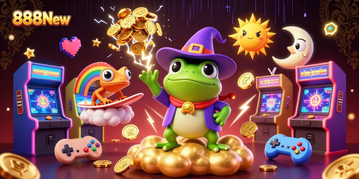 Join the excitement at 888New as the weather wizard frog conjures a storm of gold coins.