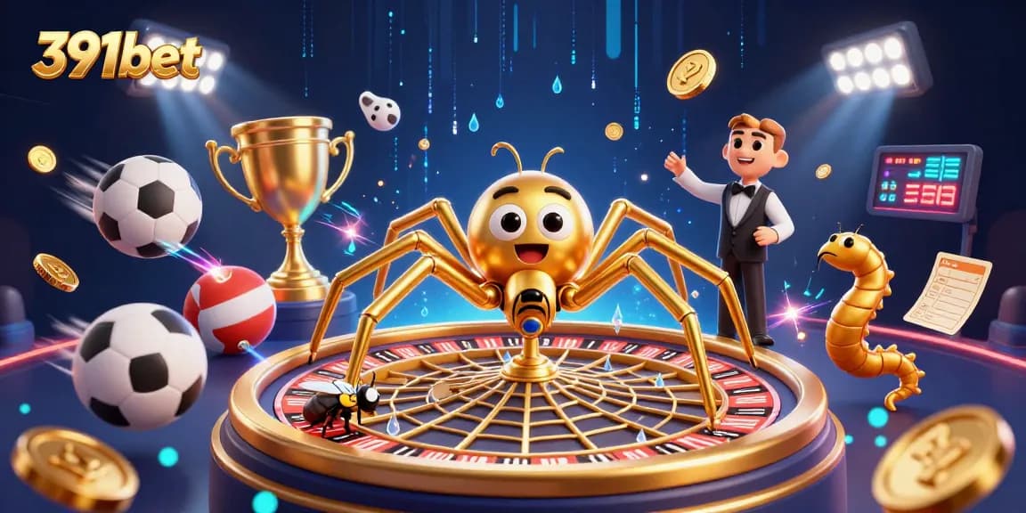 Experience exciting games and promotions with 391bet at this vibrant casino illustration.