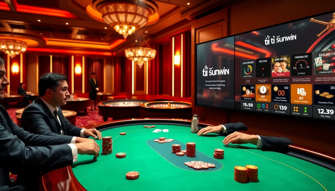 Experience the thrill of betting with tải sunwin at a luxurious casino poker table.