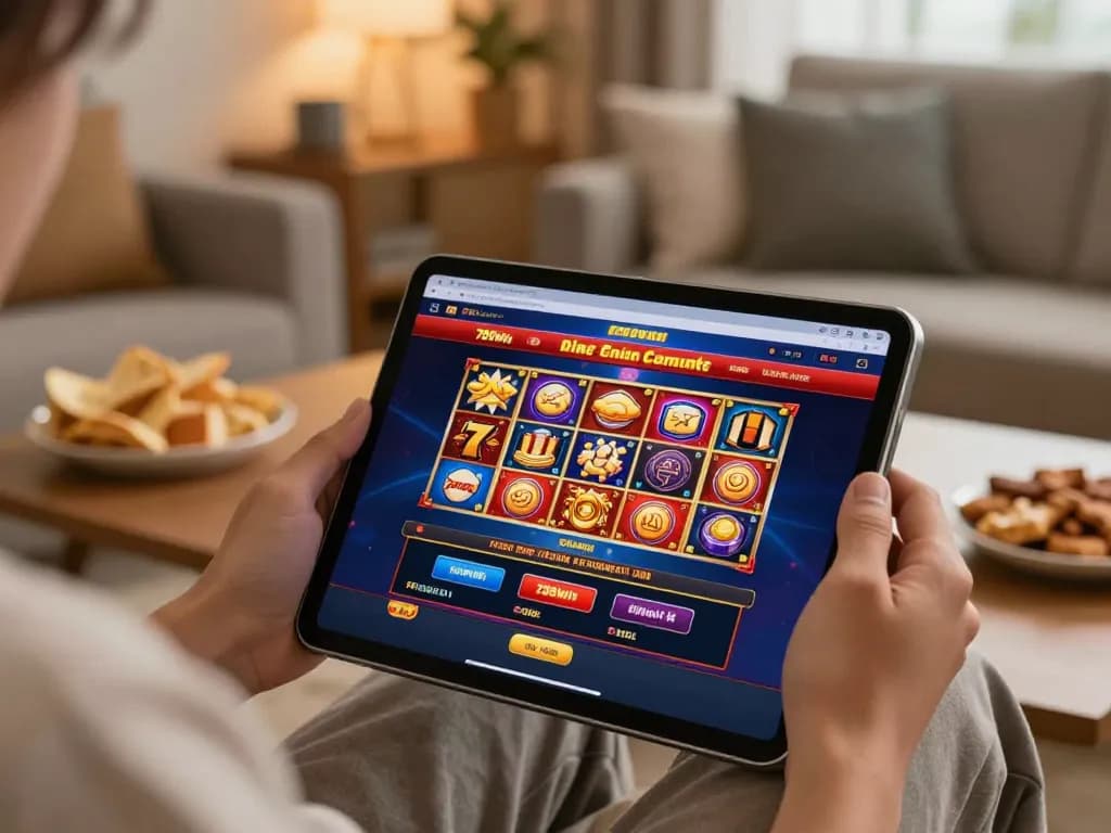 Engaging gameplay at 789win link online casino in a cozy home setting.
