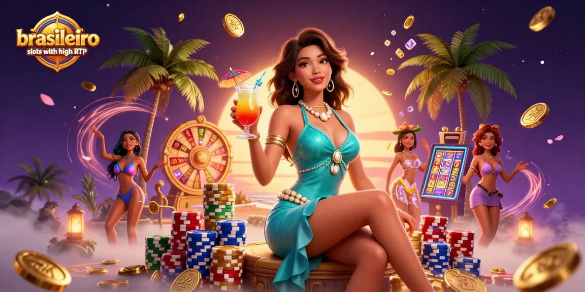 Experience the thrill of brasileiro slots with high RTP in a vibrant 3D casino setting.