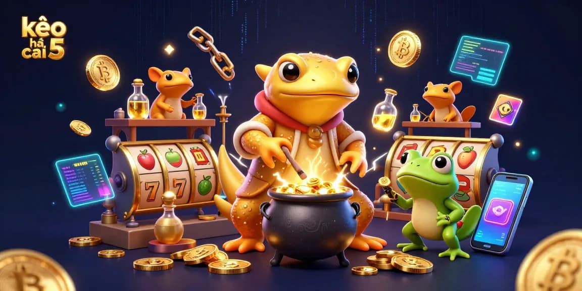Engage with kèo nhà cái 5 through vibrant slot games and magical alchemical themes.