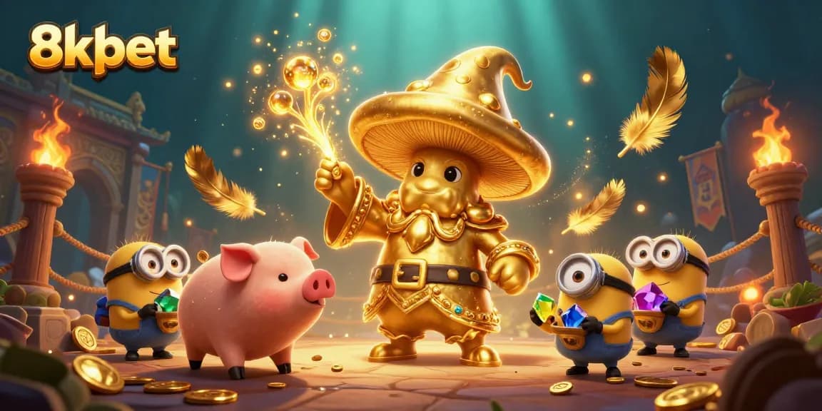 Engage in thrilling gameplay with 8xbet's enchanting wizard and treasure hunting scenes.