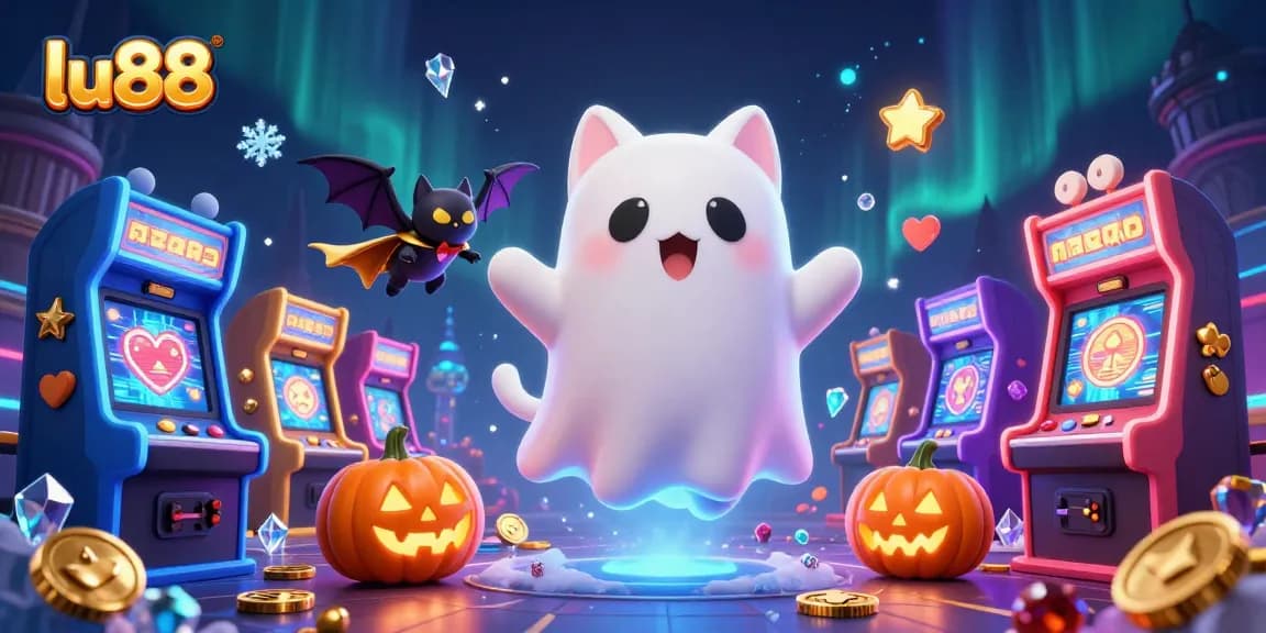 Experience thrilling gaming at lu88 with colorful ghostly characters in a haunted casino setting.