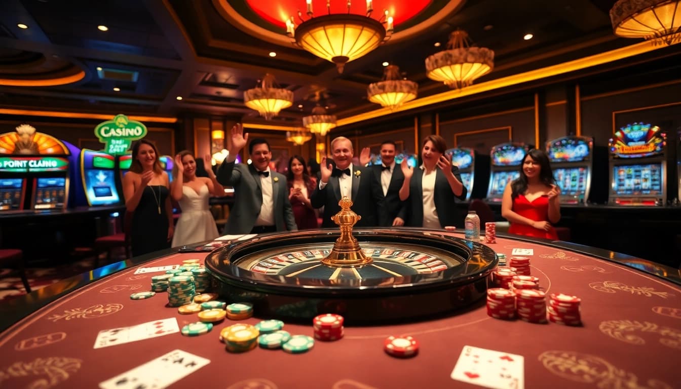 Players enjoying high-stakes games at 7hh casino, showcasing luxury and excitement.