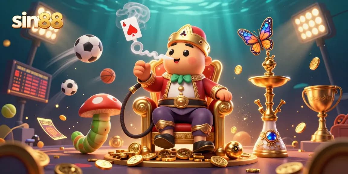 Engage in thrilling gameplay at sin88 with vibrant 3D illustration of casino elements.