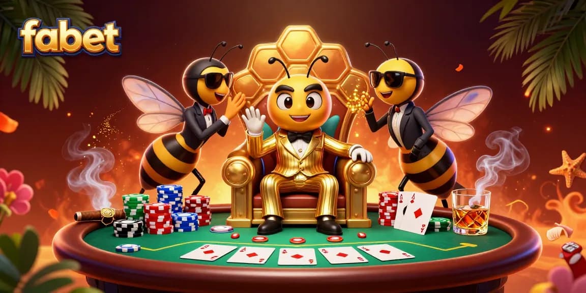 Experience fabet's thrilling poker scene with a bumblebee mob boss strategizing around chips and cards.
