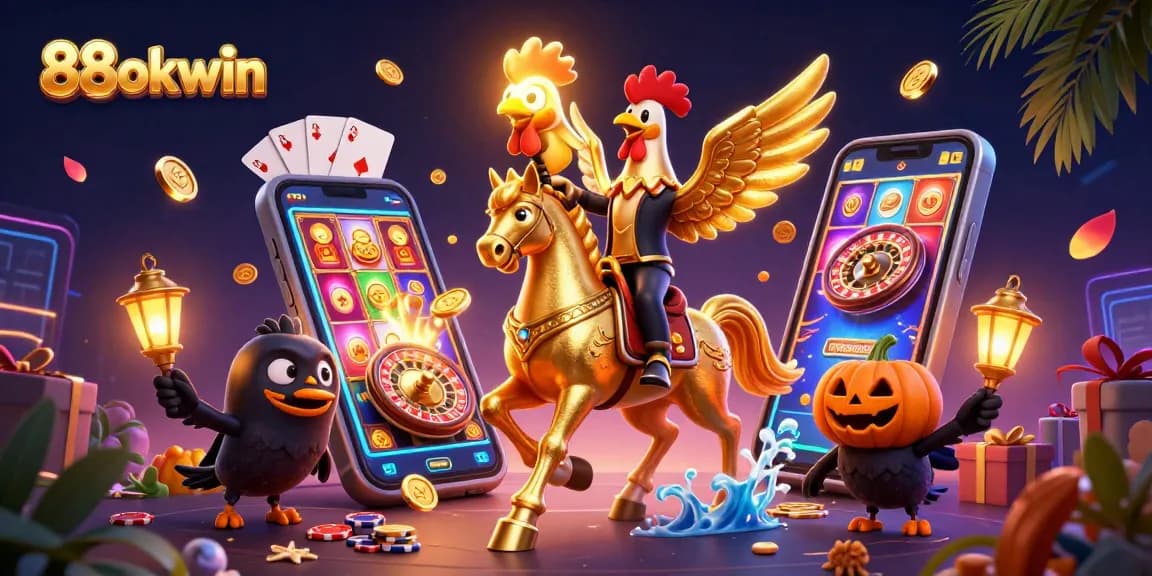 Experience the thrill of 88okwin with an enchanting casino scene illustrated in vibrant detail.