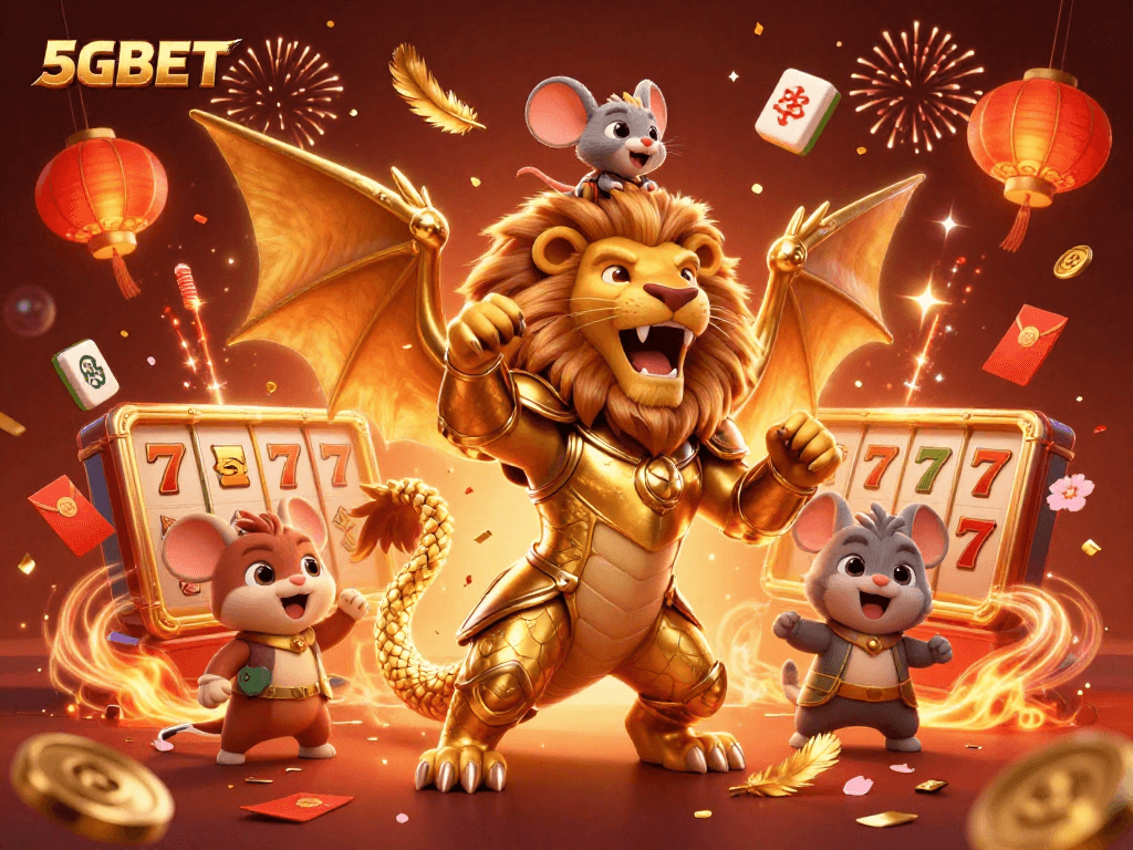 Engage with 5GBET's thrilling slots experience in a dynamic 3D casino illustration.