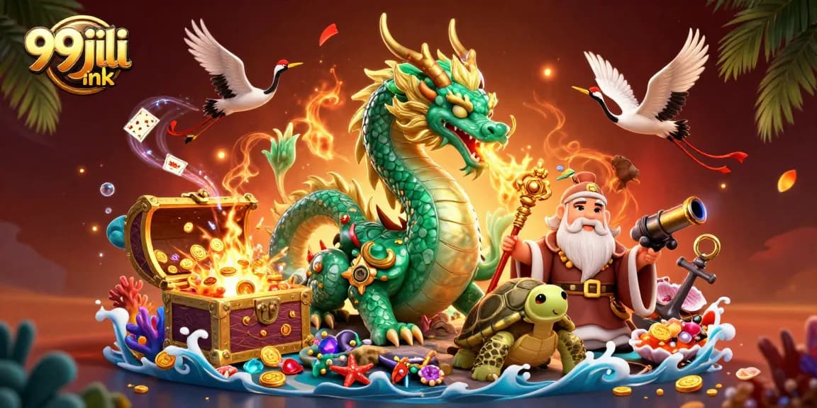Experience thrilling gameplay with 99jili ink, featuring a jade dragon and lucky symbols!