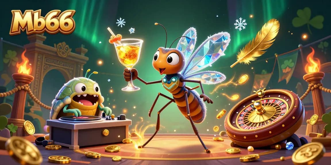 Experience the thrill of Mb66 with a vibrant 3D casino scene featuring unique characters and dynamic gaming elements.