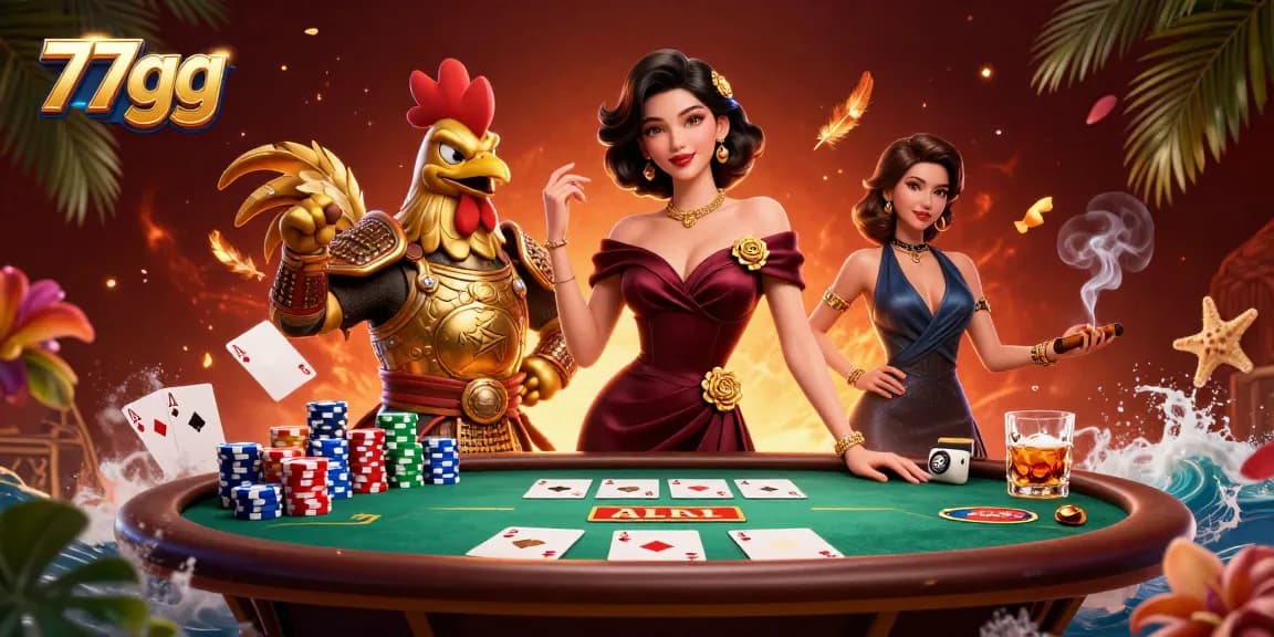 Experience thrilling poker action at 77gg with exciting 3D characters and a vibrant casino atmosphere.