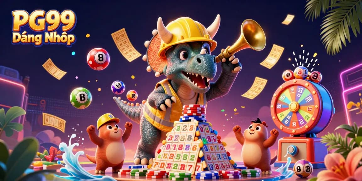 Win big with PG99 Đăng Nhập and colorful gaming elements in a vibrant casino scene.