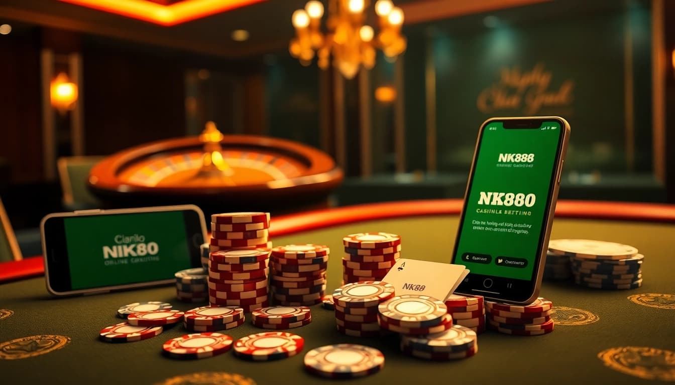 NK88 offers an exciting casino experience with poker chips and a mobile app for seamless betting.