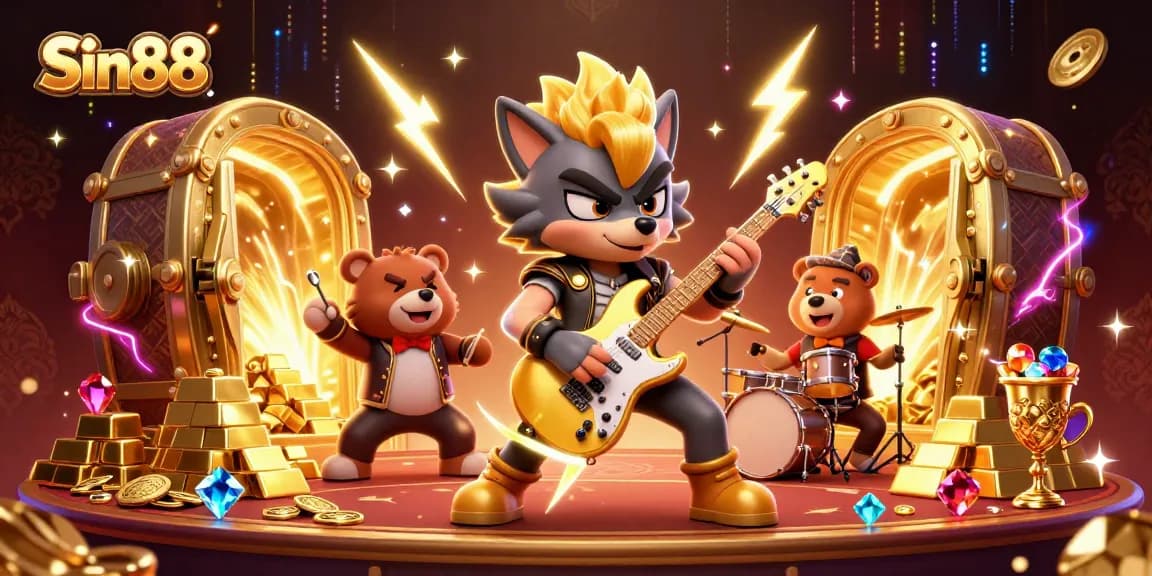 Experience the excitement of Sin88 with vibrant 3D gaming characters in a dynamic casino scene.