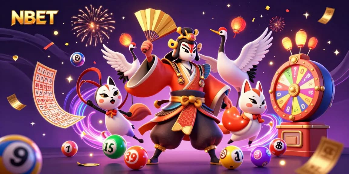 Experience the dynamic excitement of NBET with colorful lottery elements and celebrated characters.