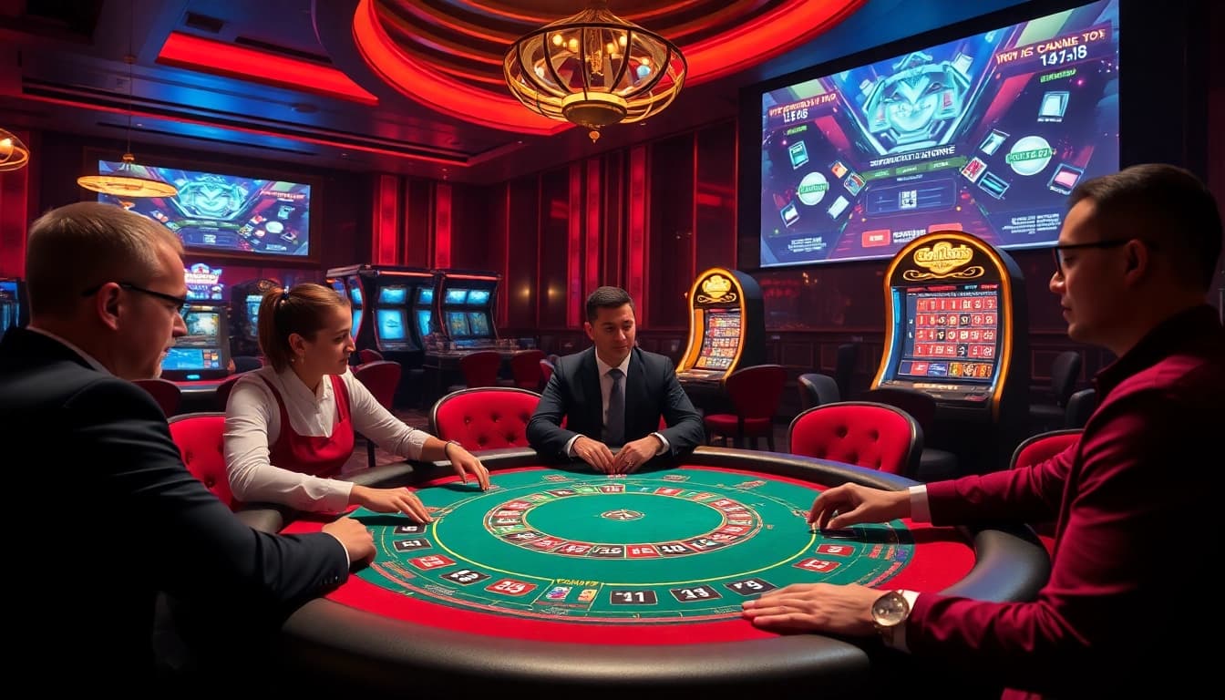 Cena envolvente com jogadores à mesa de pôquer em um cassino luxuoso, ilustrando truques para ganhar dinheiro online por meio de estratégias sólidas.