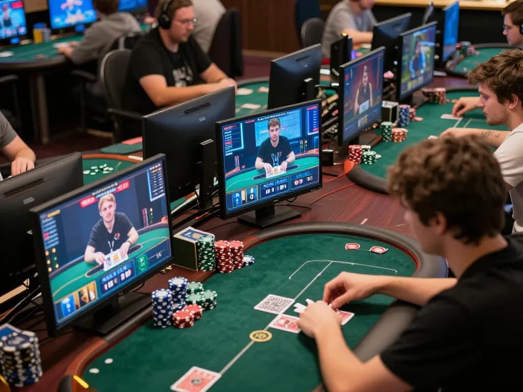 Players engaging in a thrilling poker game on 33nn's online platform, showcasing dynamic gameplay action.