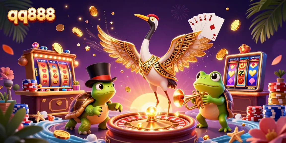 Experimente a emoção do qq888 com slots e bônus exclusivos em uma vibrante cena de cassino 3D.
