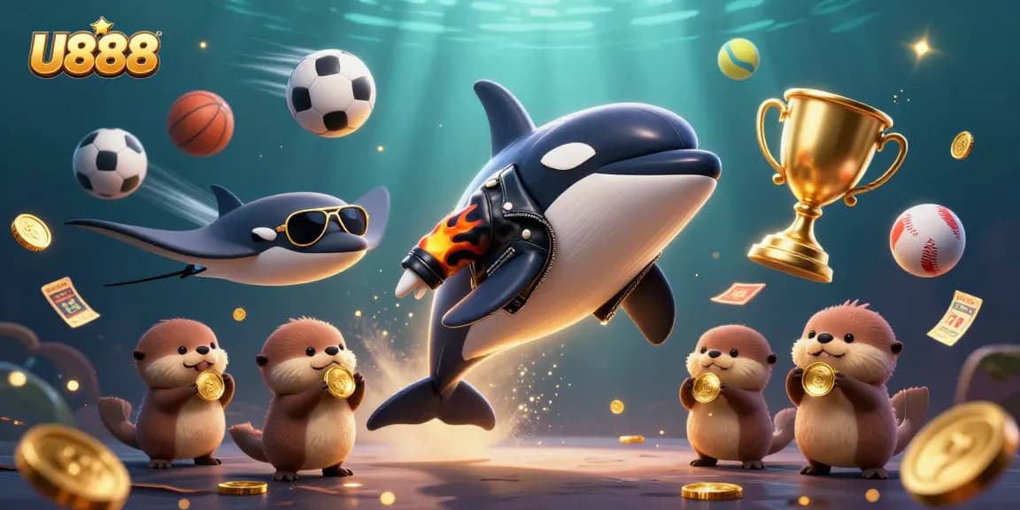 Experience thrilling gameplay with U888 as a cheerful orca and a cool stingray dive into adventure.