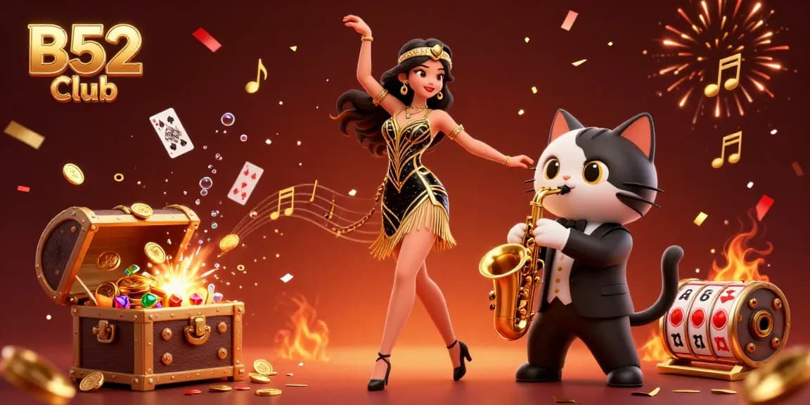 B52 Club invites players to win shining coins in a vibrant casino scene filled with fun and excitement.