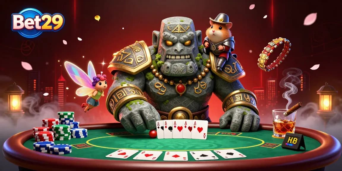 Experience the thrill of betting at Bet29 with dynamic casino illustrations showcasing exciting gameplay.