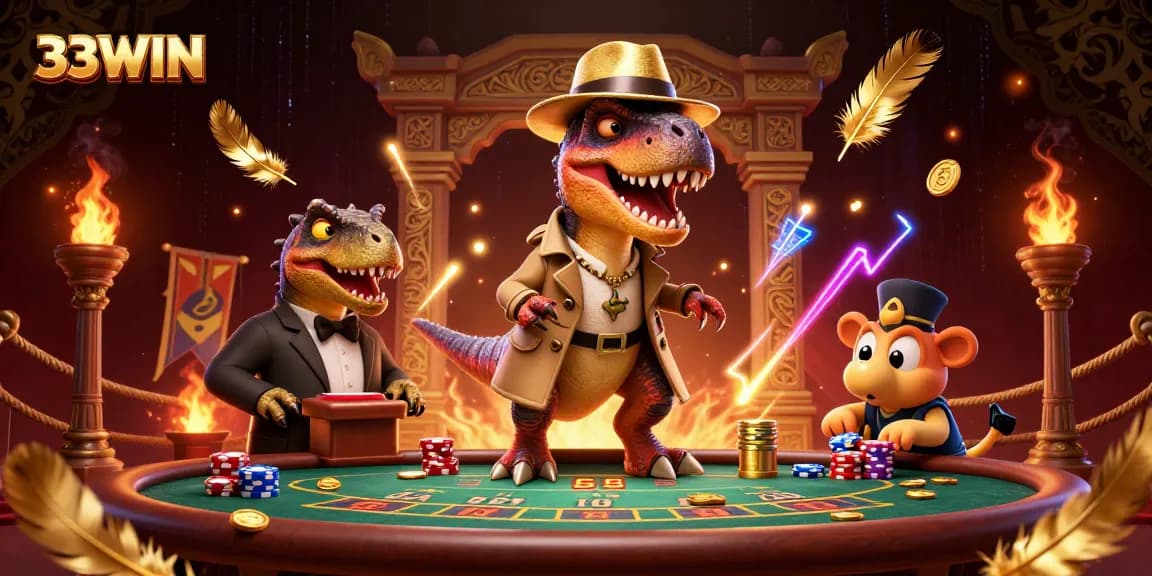 Experience thrilling gameplay with 33WIN at the dynamic blackjack table featuring clever characters.