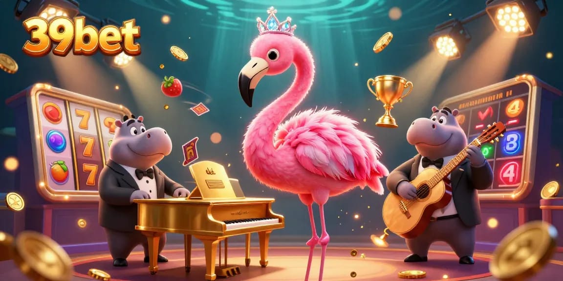 Engage with the vibrant world of 39bet, featuring lively characters and rich casino elements.