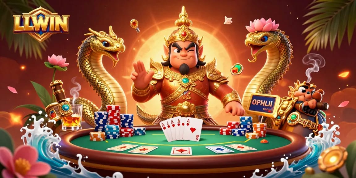 Experience thrilling poker action at LLWIN with energetic characters and vibrant casino elements