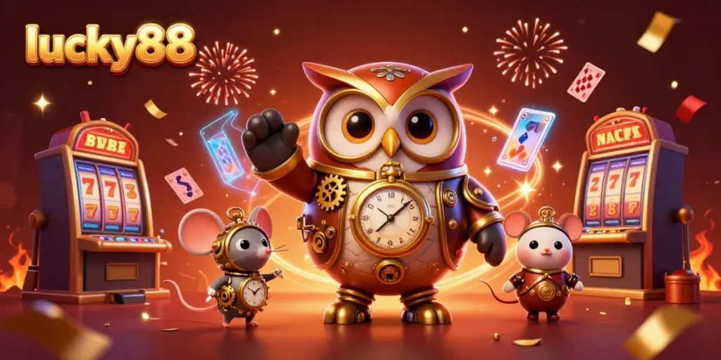 Experience thrilling gameplay at lucky88 with a steampunk owl and dynamic casino elements.