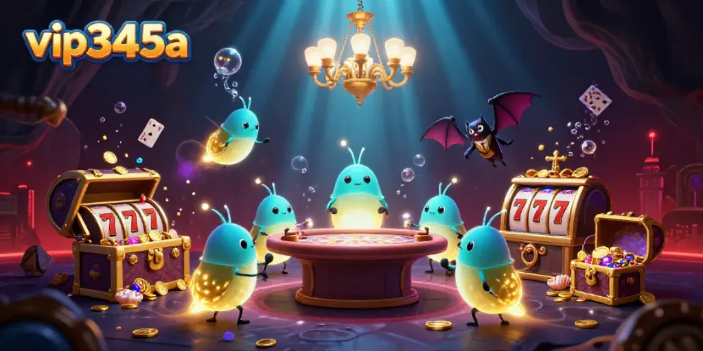 Experience excitement at vip345a with glowworms lighting a vibrant cave casino filled with treasures.