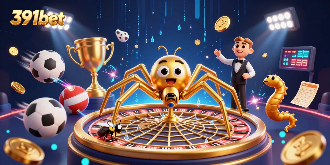 Experience exciting games and promotions with 391bet at this vibrant casino illustration.