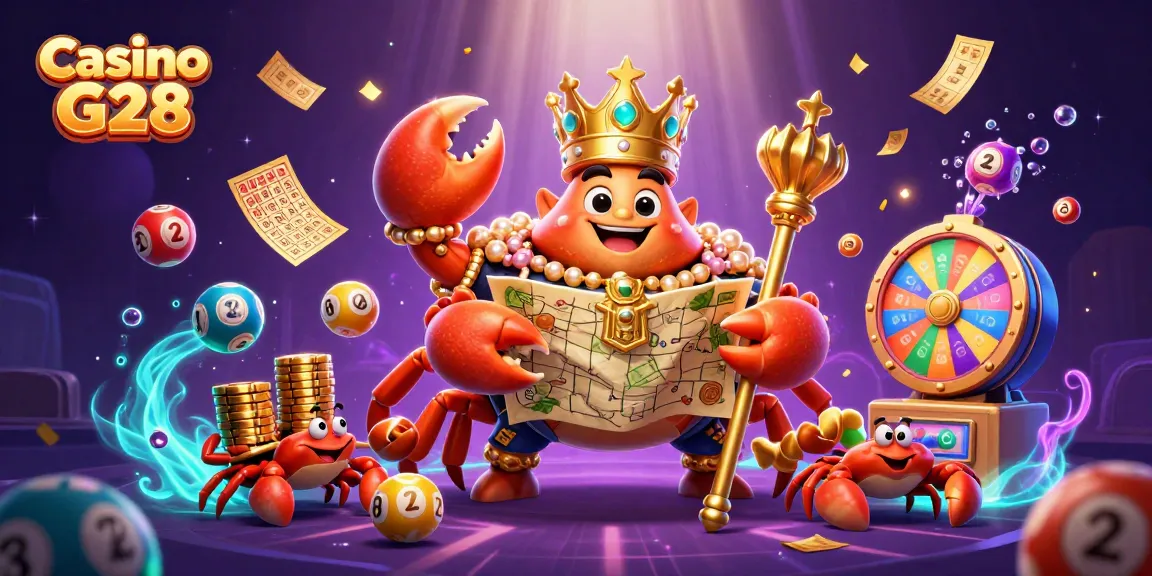 Play creatively at Casino G28 with a 3D cartoon world of vibrant games and treasure.