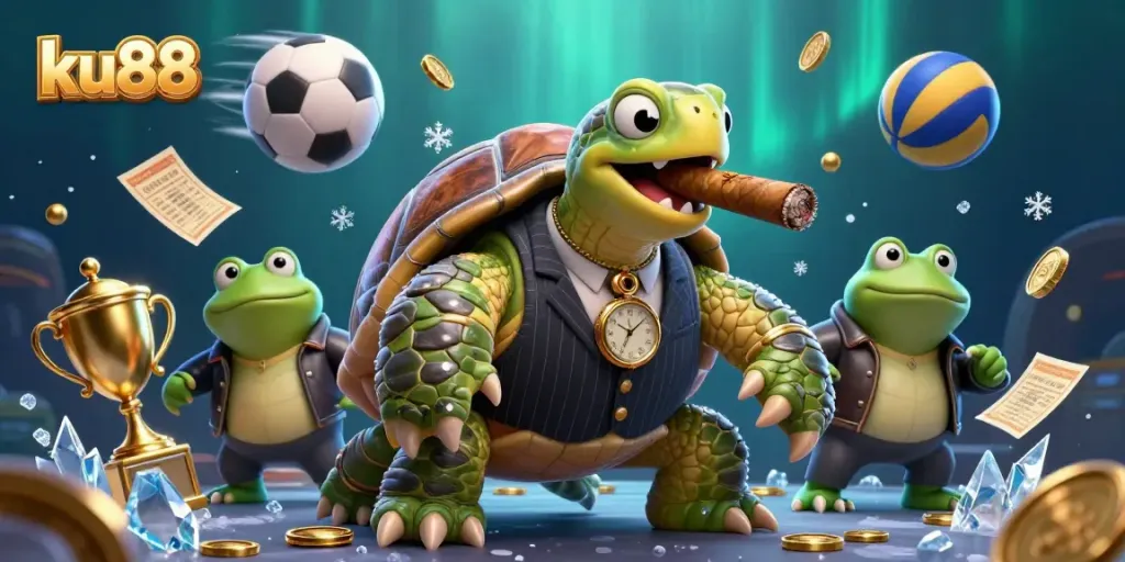 Win big with ku88’s massive snapping turtle and bullfrog enforcers amid vibrant sports betting excitement.