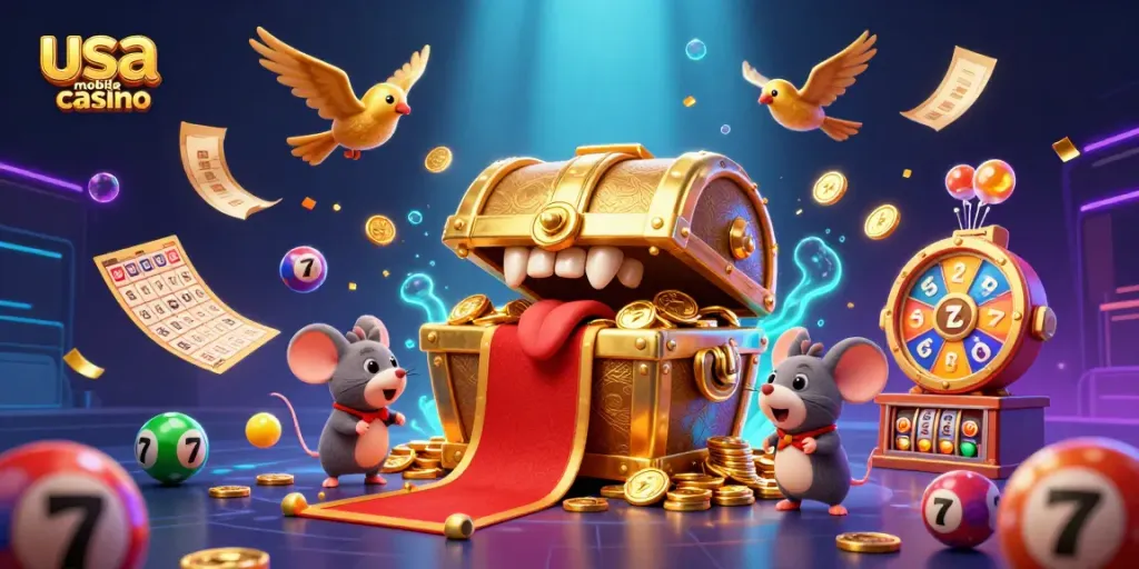 Engage with the vibrant usa mobile casino scene featuring dynamic gaming elements and animated characters.