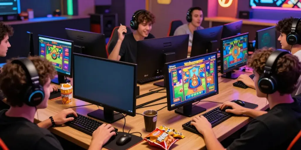 Nohuwin players enjoying engaging slot games in a lively online gaming atmosphere.