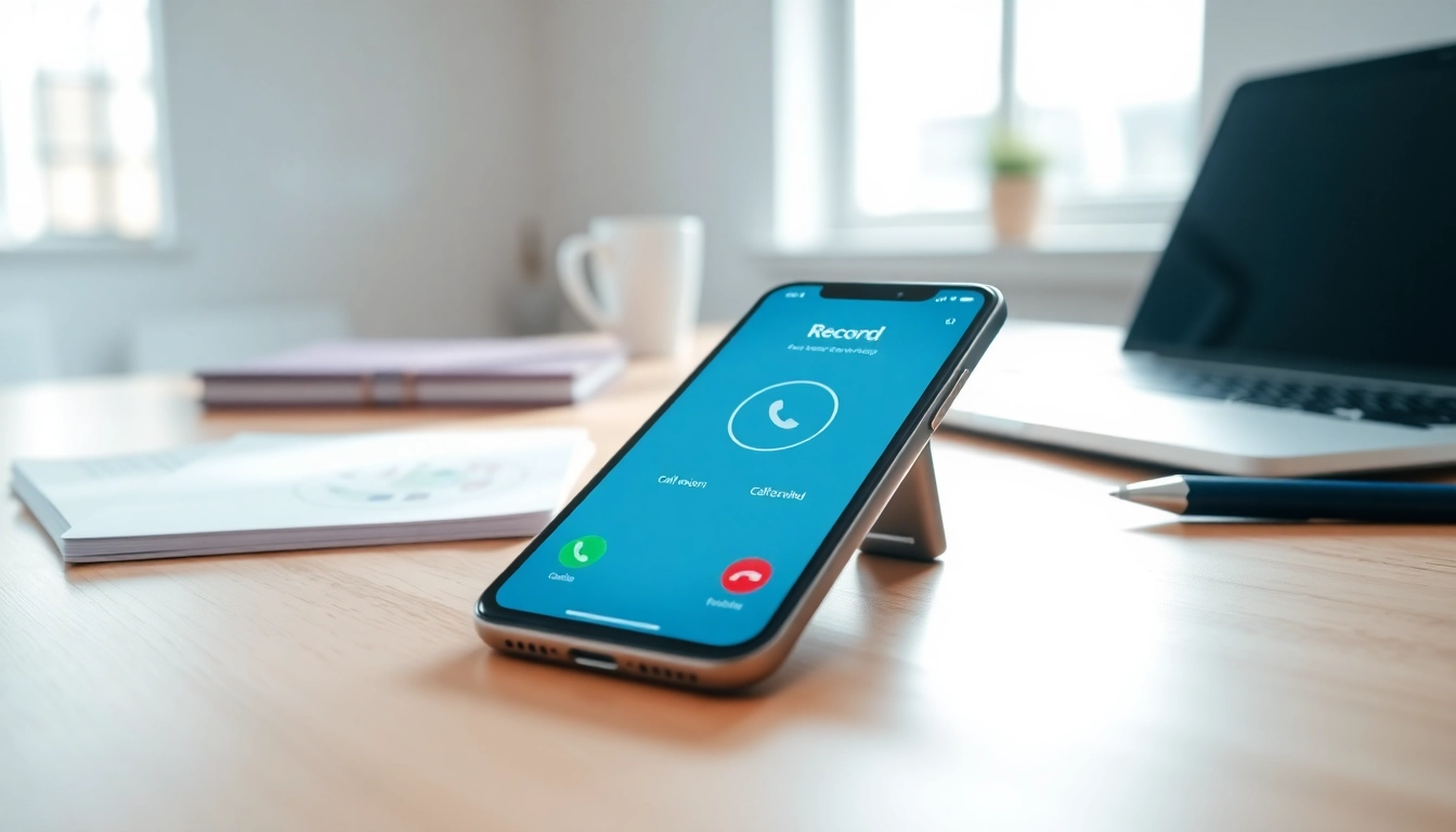 Capture call recording app in action on a smartphone surrounded by a professional setup.