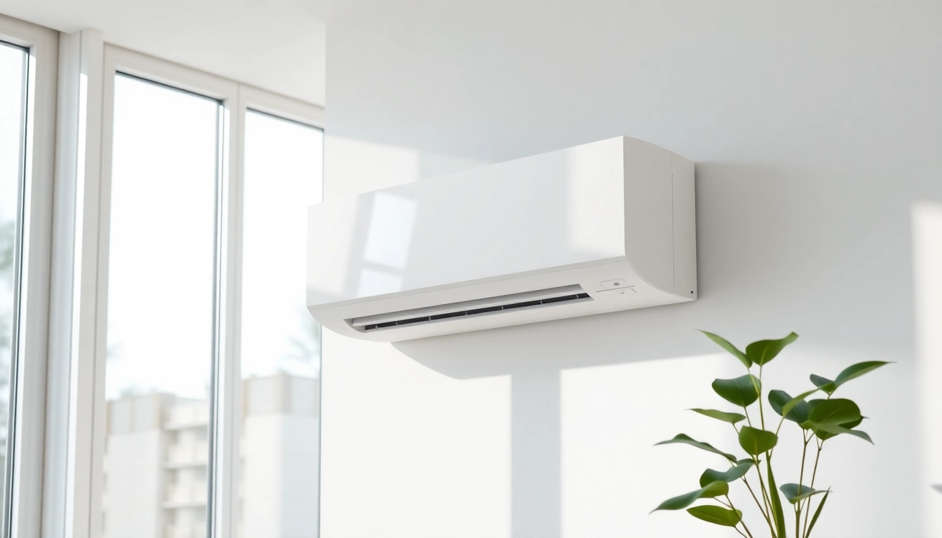 Install a mini split ac system elegantly mounted on a wall in a modern home.