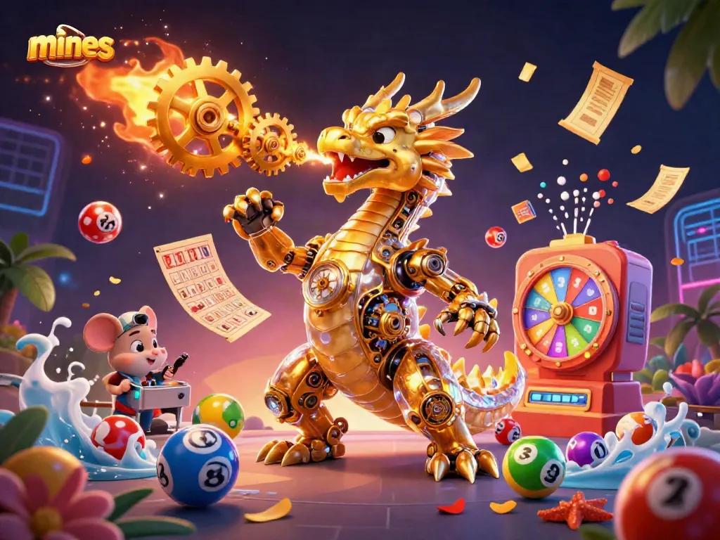 Experience exhilarating wins with mines as colorful lottery elements burst in a dynamic casino scene.
