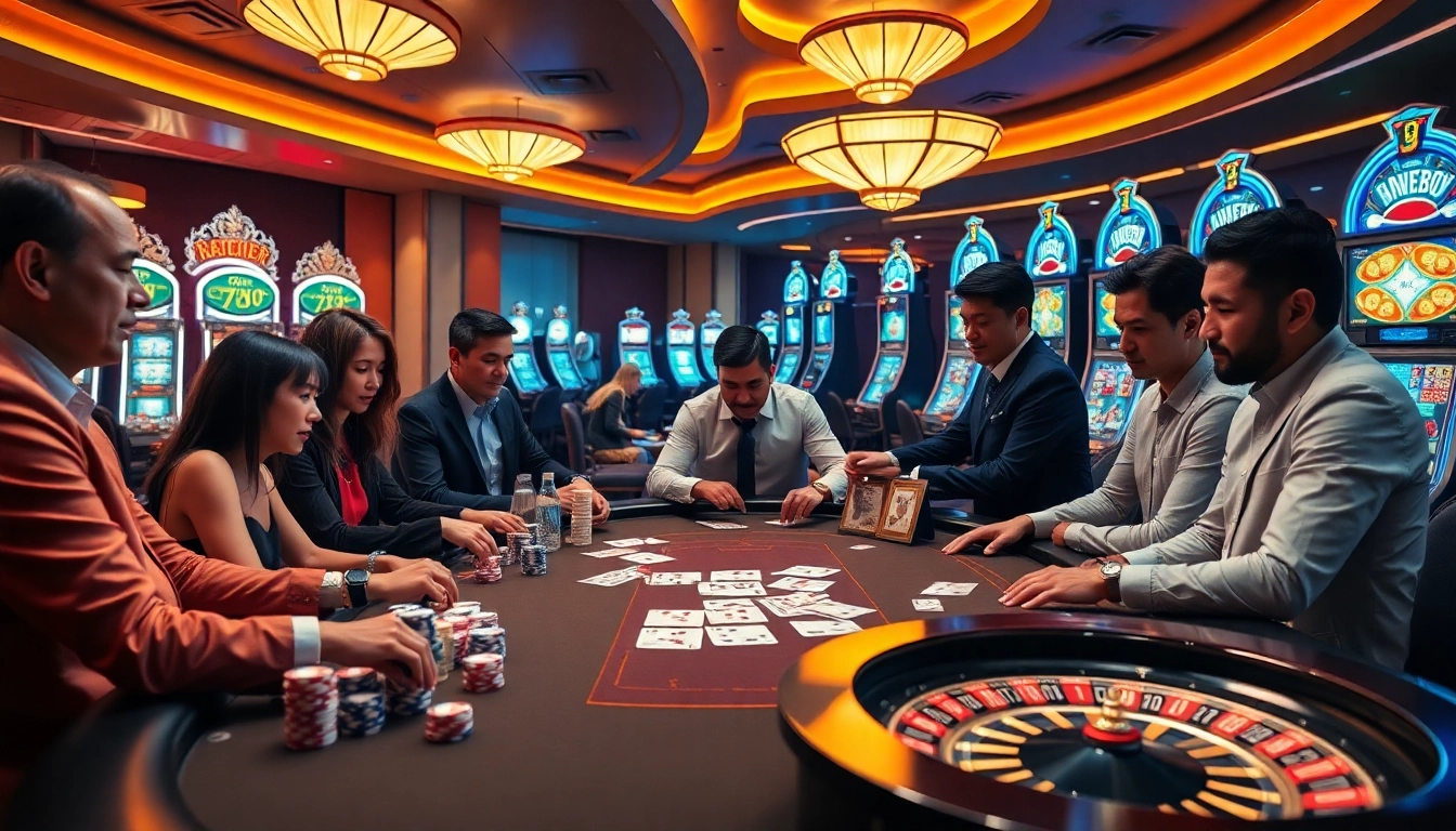 Experience the excitement at i9 bet with vibrant gaming tables, poker chips, and a roulette wheel.