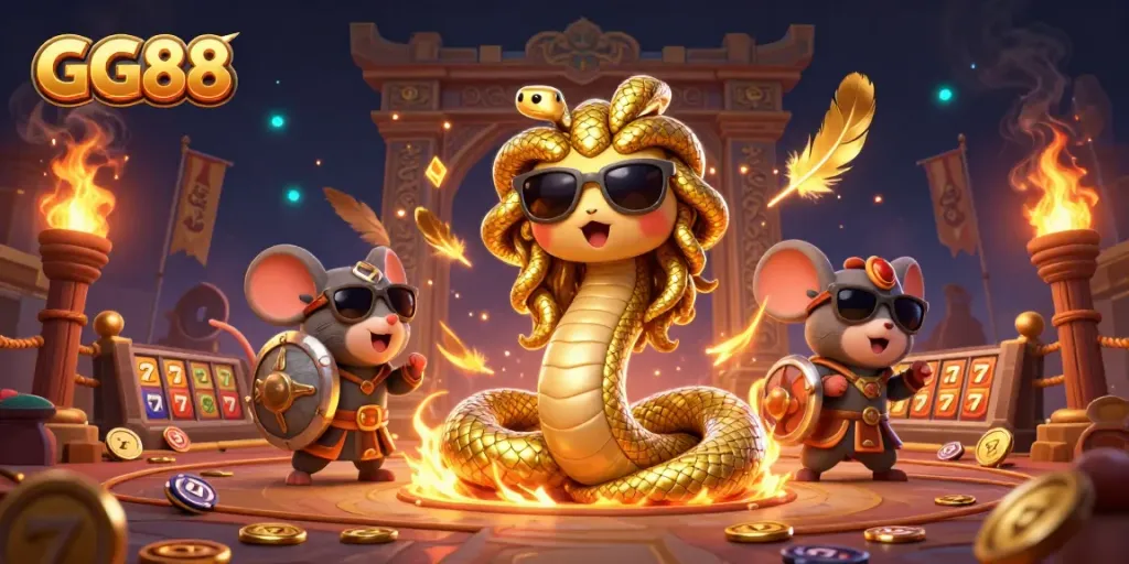 Experience the thrill of gaming with GG88 in this vibrant, action-packed casino scene.