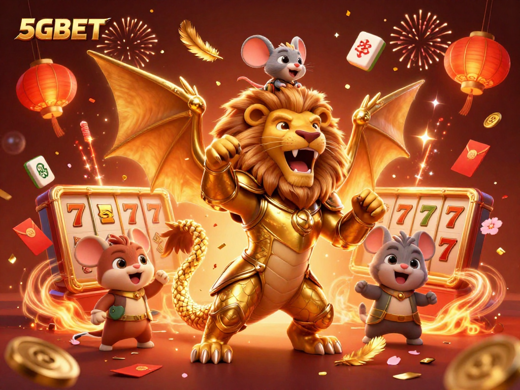 Engage with 5GBET's thrilling slots experience in a dynamic 3D casino illustration.