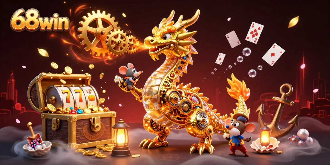 Experience the thrill of 68win through a vibrant 3D casino scene with engaging elements.