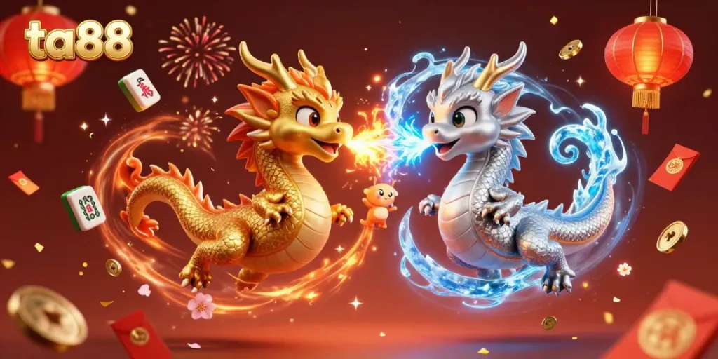 Witness the excitement at ta88 with dragons breathing fire and ice amid gambling adventures.
