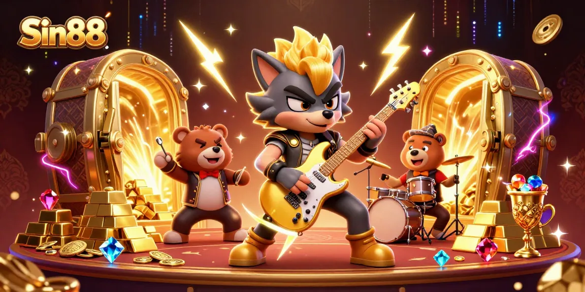 Experience the excitement of Sin88 with vibrant 3D gaming characters in a dynamic casino scene.